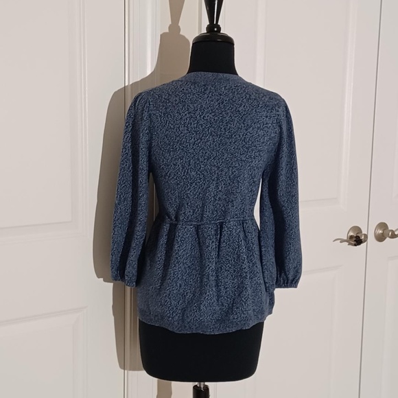 I HEART RONSON Heather Blue Cotton Knit Peplum Cardigan - Picture 4 of 6